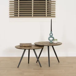 Bijzettafel Alvor Bruin  - set 2 stuks