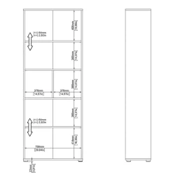 Boekenkast Bram Donkergrijs - 80x205x35 cm