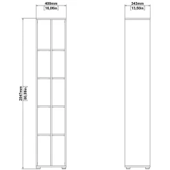 Boekenkast Bram Donkergrijs / Eiken - 41x205x35 cm