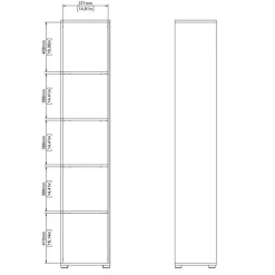 Boekenkast Bram Donkergrijs / Eiken - 41x205x35 cm