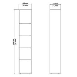 Boekenkast Bram Donkergrijs / Eiken - 41x205x35 cm