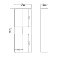 Boekenkast Bram Donkergrijs / Eiken - 80x205x35 cm
