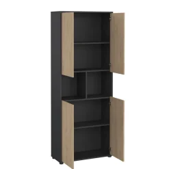 Boekenkast Bram Donkergrijs / Eiken - 80x205x35 cm