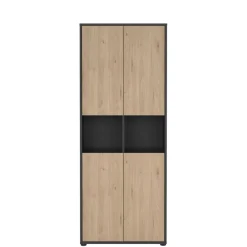 Boekenkast Bram Donkergrijs / Eiken - 80x205x35 cm