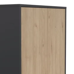 Boekenkast Bram Donkergrijs / Eiken - 80x205x35 cm