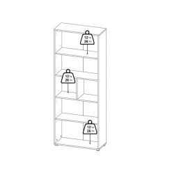 Boekenkast Bram Donkergrijs / Eiken - 80x205x35 cm