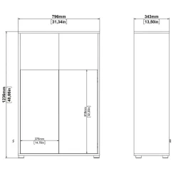 Boekenkast Bram Donkergrijs / Eiken - 80x124x35 cm