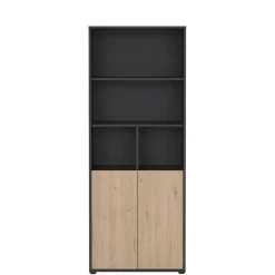 Boekenkast Bram Donkergrijs / Eiken - 80x205x35 cm