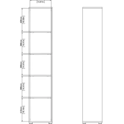 Boekenkast Bram Eiken / Wit - 41x205x35 cm