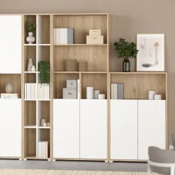Boekenkast Bram Eiken / Wit - 80x124x35 cm