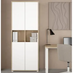 Boekenkast Bram Eiken / Wit - 80x205x35 cm