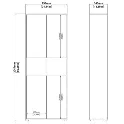 Boekenkast Bram Eiken / Wit - 80x205x35 cm