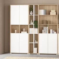 Boekenkast Bram Eiken / Wit - 80x205x35 cm