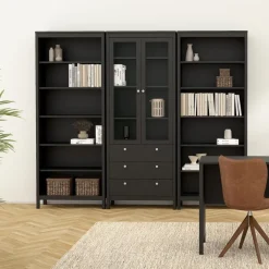 Boekenkast Dallas Zwart - 78x199x33 cm