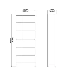 Boekenkast Dallas Zwart - 78x199x33 cm