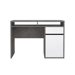 Bureau Boston Beton / Hoogglans Wit - 111x78x49 cm