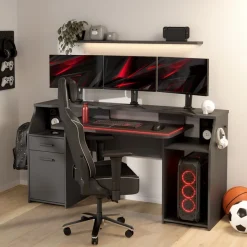 Bureau Boston Donkergrijs - 171x90x63 cm