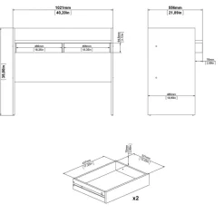 Bureau Boston Eiken / Wit - 103x89x56 cm