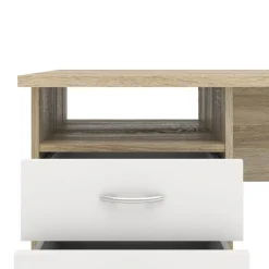 Bureau Boston Eiken / Wit - 121x73x49 cm