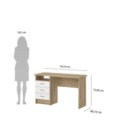 Bureau Boston Eiken / Wit - 121x73x49 cm