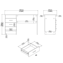 Bureau Boston Eiken / Wit - 121x73x49 cm