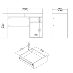 Bureau Boston Eiken - 111x78x49 cm
