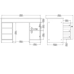 Bureau Boston Eiken - 126x76x55 cm