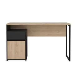 Bureau Boston Eiken / Zwart - 131x77x49 cm