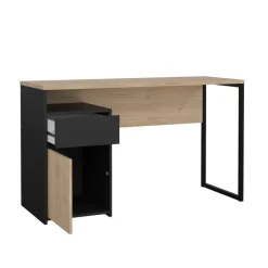 Bureau Boston Eiken / Zwart - 131x77x49 cm