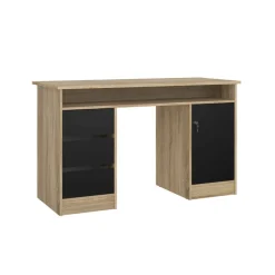 Bureau Boston Eiken / Zwart - 126x76x55 cm