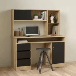 Bureau Boston Eiken / Zwart - 126x76x55 cm
