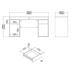 Bureau Boston Hoogglans Wit - 149x78x49 cm