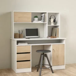 Bureau Boston Wit / Eiken - 126x76x55 cm