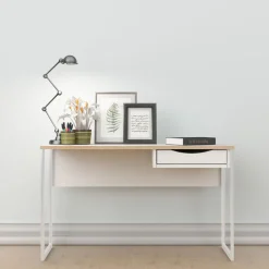 Bureau Boston Wit / Eiken - 130x77x49 cm