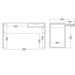 Bureau Boston Wit / Eiken - 130x77x49 cm