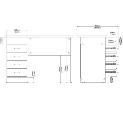 Bureau Boston Wit - 110x76x49 cm