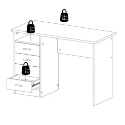 Bureau Boston Wit - 110x76x49 cm