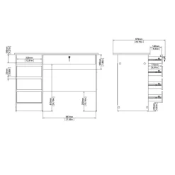 Bureau Boston Wit - 110x76x49 cm