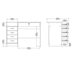 Bureau Boston Wit - 110x76x49 cm