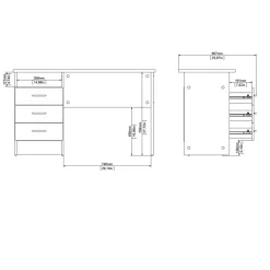 Bureau Boston Wit - 121x73x49 cm
