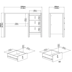 Bureau Dallas Zwart - 121x77x48 cm