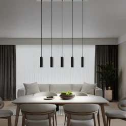 Calex Hanglamp Pendel Zwart - 5 x GU10 - 100x10 cm