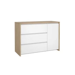 Dressoir Atlanta Eiken / Hoogglans Wit - 119x84x48 cm