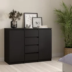 Dressoir Luna Zwart - 121x91x50 cm