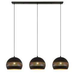 Hanglamp Cabot Zwart - 3 x E27 -  140 cm breed