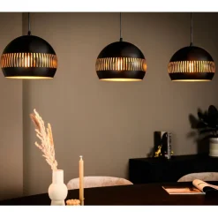 Hanglamp Cabot Zwart - 3 x E27 -  140 cm breed