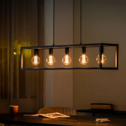 Hanglamp Eric Zwart - 5 x E27 - 120 cm breed