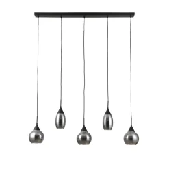 Hanglamp Oriel Zwart - 5 x E27 - 120 cm breed