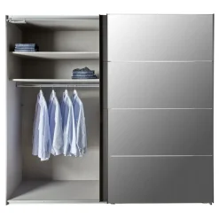 Kledingkast Aalst Donkergrijs Spiegel - 225x210x65 cm