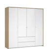 Kledingkast Atlanta Eiken / Hoogglans Wit - 197x202x58 cm